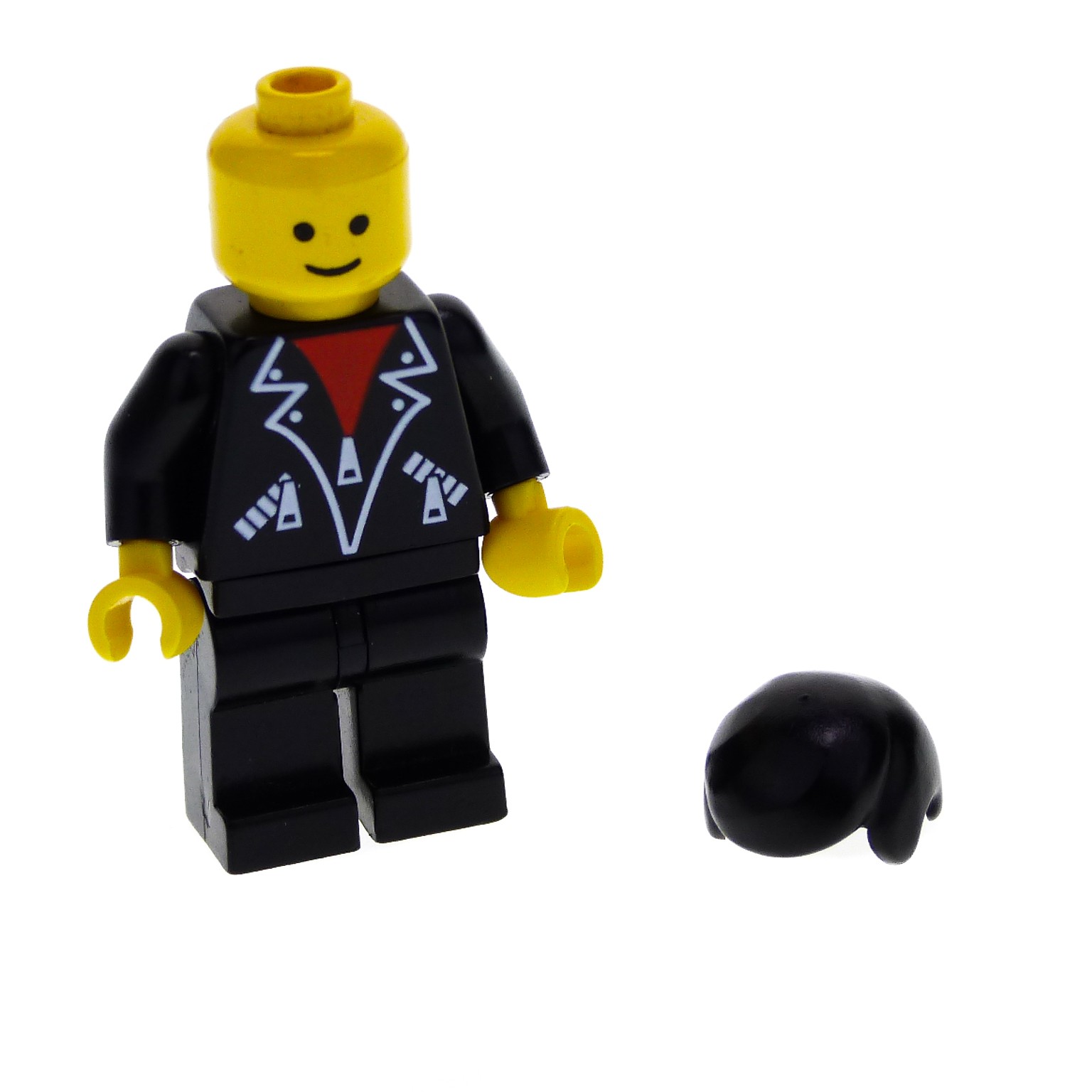 Lego Figur Train Mann schwarze Lederjacke schwarze Haare trn090  1775 