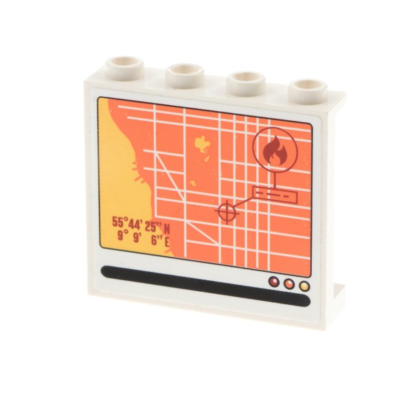 1x Lego Panele weiß 1x4x3 Sticker Straßen Karte Feuer Set 60004 60581pb017
