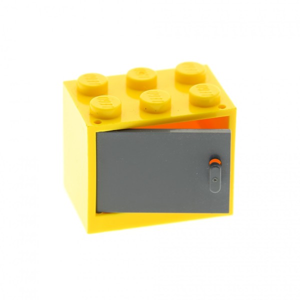 1 x Lego System Schrank gelb 2 x 3 x 2 Tür neu-dunkel grau Kiste Box Container Noppen voll 4533 4532a