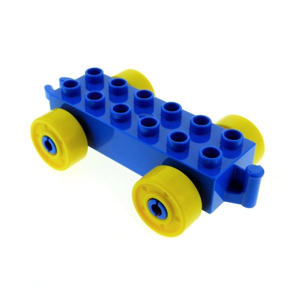 1x Lego Duplo Anhänger 2x6 blau Rad gelb Schrauben 10558 6006228 11248c01