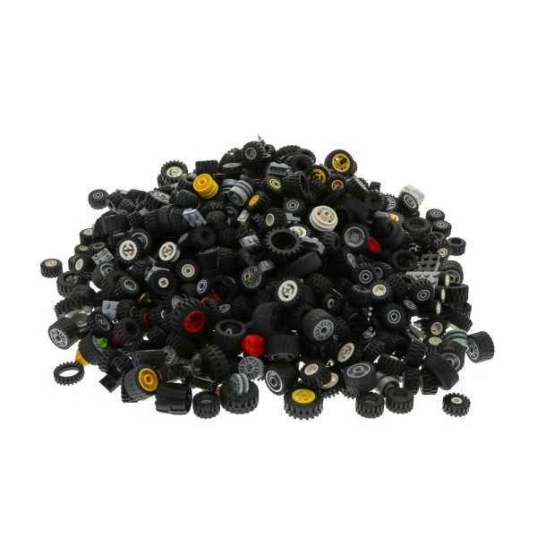 2,27 kg Lego Räder Reifen Felgen schwarz Auto Rad verschiedene Formen Größen