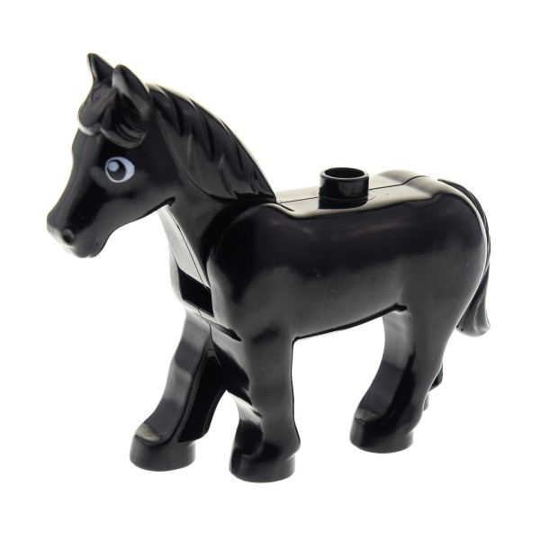 1x Lego Duplo Tier Pferd B-Ware abgenutzt schwarz Stute Hengst horse02c01pb03