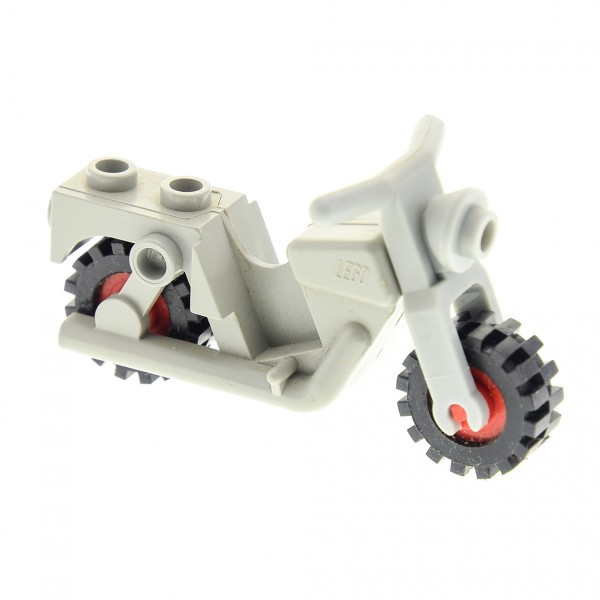 1 x Lego System Motorrad alt-hell grau Bike Rad Motorcycle Räder rot Set 1063 6654 6684 6384 x81c01