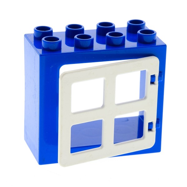 1x Lego Duplo Fenster Rahmen klein 2x4x3 blau Tür 1x4x3 weiß 90265 61649