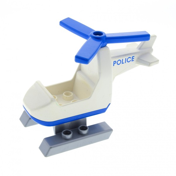 1x Lego Duplo Hubschrauber weiß POLICE blau Kufen grau 6352 duphelipb02