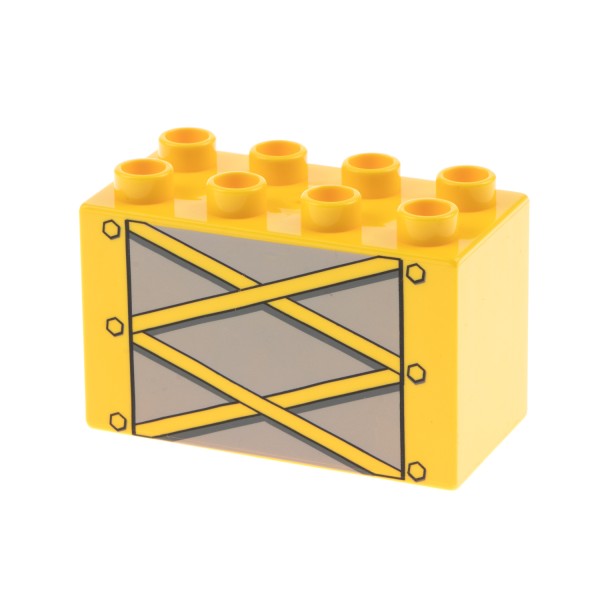 1x Lego Duplo Stein 2x4x2 gelb grau bedruckt Gitter Baustelle 4505854 31111pb029