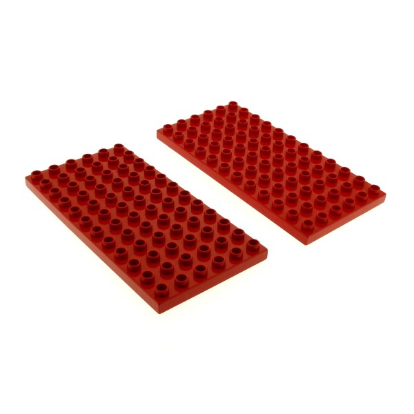 2x Lego Duplo Bau Basic Platte 12x6 B-Ware beschädigt rot Grundplatte 4196 18921