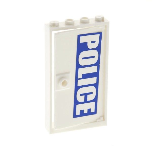 1x Lego Tür Blatt Rahmen 1x4x6 weiß Sticker POLICE City Haus 60596 60616pb002L