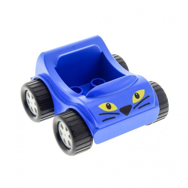 1x Lego Duplo Go-Kart blau mit Katzen Augen Tiger Auto PKW Fahrzeug 31363pb03