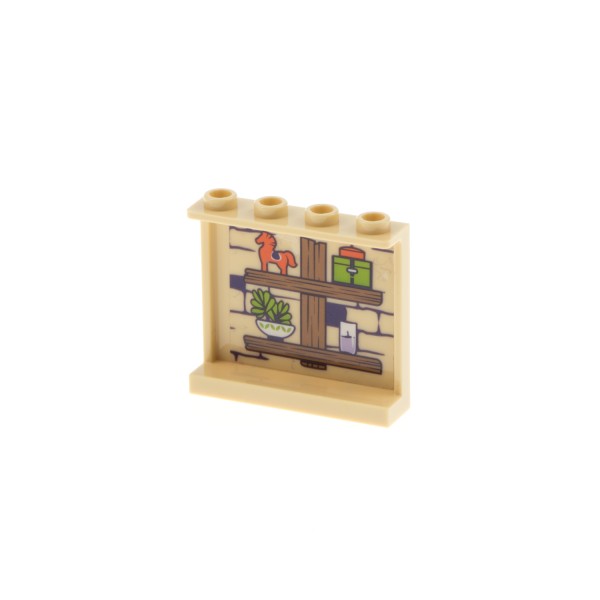1x Lego Panele 1x4x3 beige Seitenstützen Wand Spielzeug Regal 41369 60581pb192