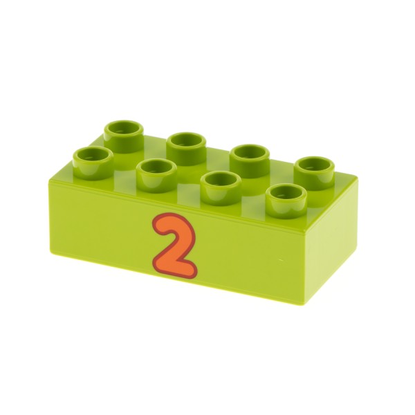 1x Lego Duplo Bau Stein 2x4x1 Basic lime hell grün bedruckt 2 6137878 3011pb038