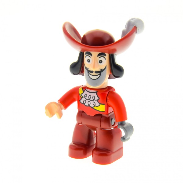 1x Lego Duplo Figur Pirat Captain Hook B-Ware abgenutzt 47394pb164