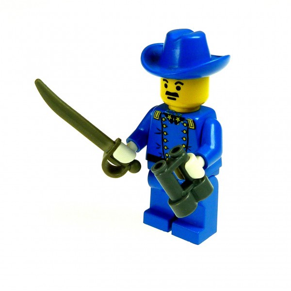1 x Lego System Figur Kavallerie Oberst Soldat blau mit Säbel und Pistole Wild West Western ww00*