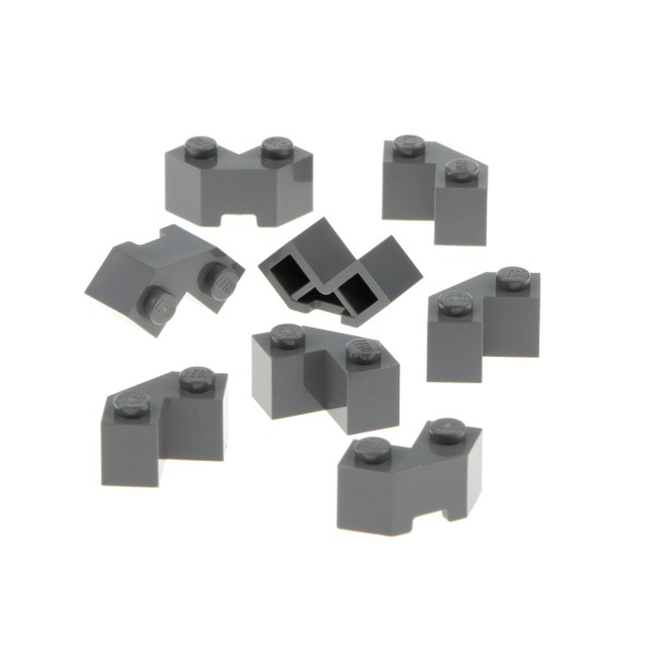 8x Lego Bau Stein modifiziert 2x2x1 neu-dunkel grau zwei Ecken Facetten Zinne 87620