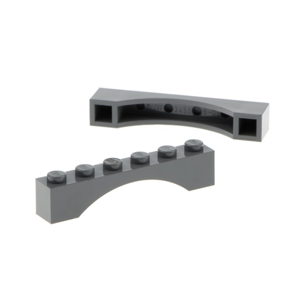 2x Lego Bogenstein 1x6 neu-dunkel grau Bögen rund Bogen Brücke Burg 4211123 3455
