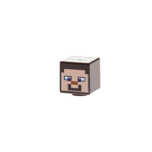 1x Lego Minifigur Minecraft Kopf Steve dunkel braun min009 25194pb002 19729pb002