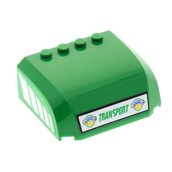 1x Lego Auto Dach 5x6x2 grün Sticker Transport Streifen weiß 7733 61484pb003