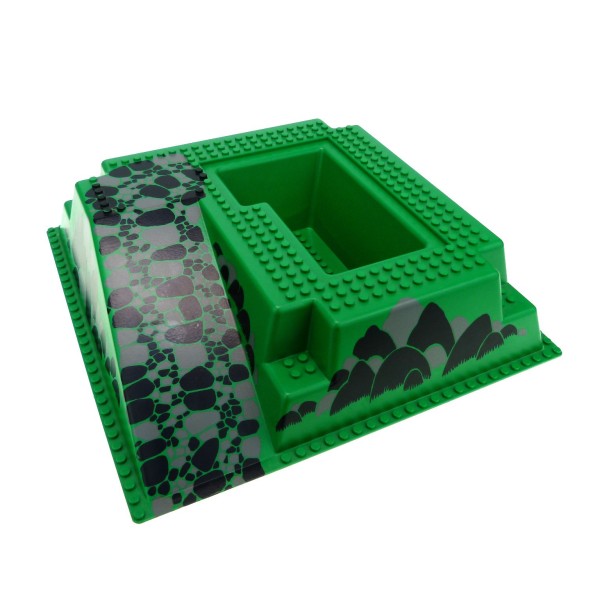 1x Lego 3D Bau Platte B-Ware abgenutzt grün schwarz Burg 32x32x6 Rampe 6082 2552px5