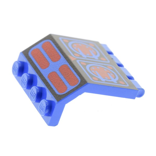 1 x Lego System Tür U-Boot Klappe blau schwarz rot 2x4x3 1/3 gewölbt bedruckt Aquazone Aquasharks 6190 2582pb01