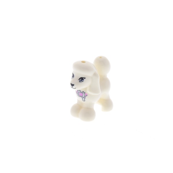 1x Lego Tier Hund Pudel weiß Augen blau mit Halsband Friends 6023093 11575pb01