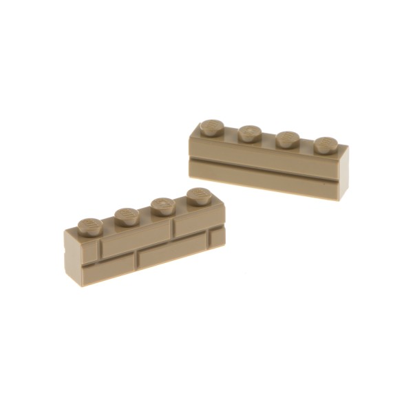 2x Lego Bau Stein modifiziert 1x4x1 dunkel beige Ziegel Mauerwerk 6218456 15533