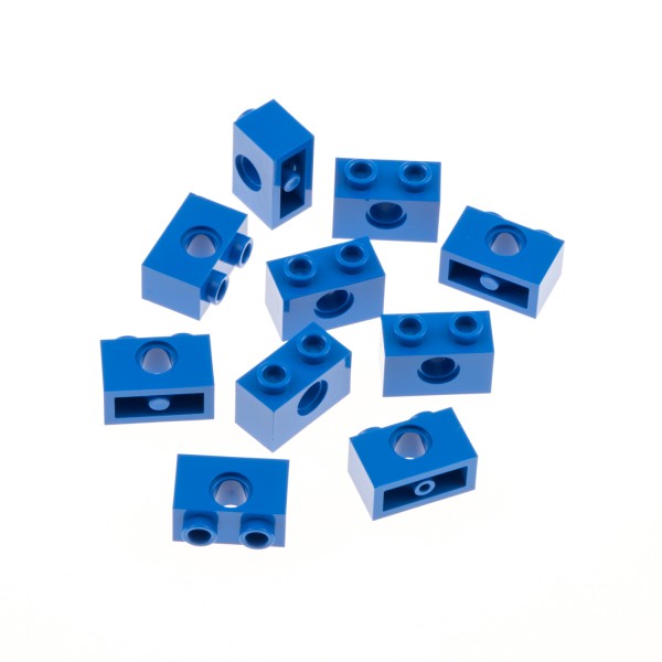 10x Lego Technic Bau Stein Lochbalken 1x2 blau Lochstein Star Wars 10030 3700