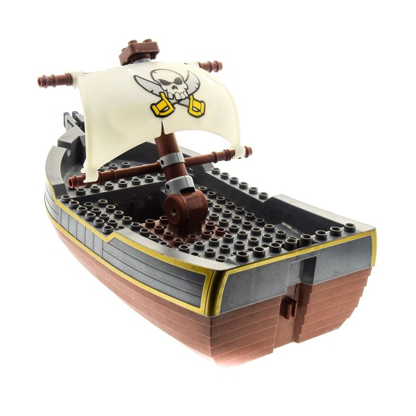 1 x Lego Duplo Piraten Schiff B-Ware beschädigt grau rot braun Boot Fürstin der Finsternis Segel leuchtet im Dunkeln 7881 54862pb01 54058 55186 54070 54071pb01