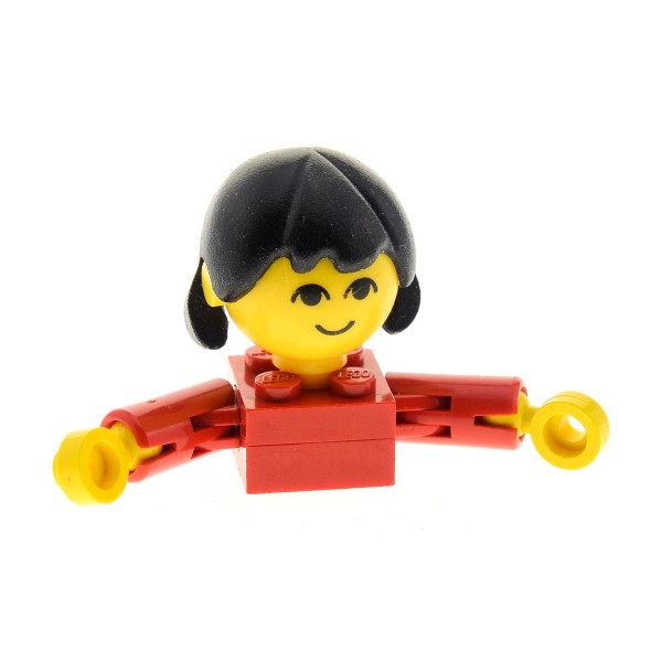 1 x Lego System Homemaker Großkopf Figur Frau Mutter Kind Mädchen Torso rot Gesicht ohne Augenbrauen Arme lang Haare kurz ohne extra Halterung 20 x196 685px1c01
