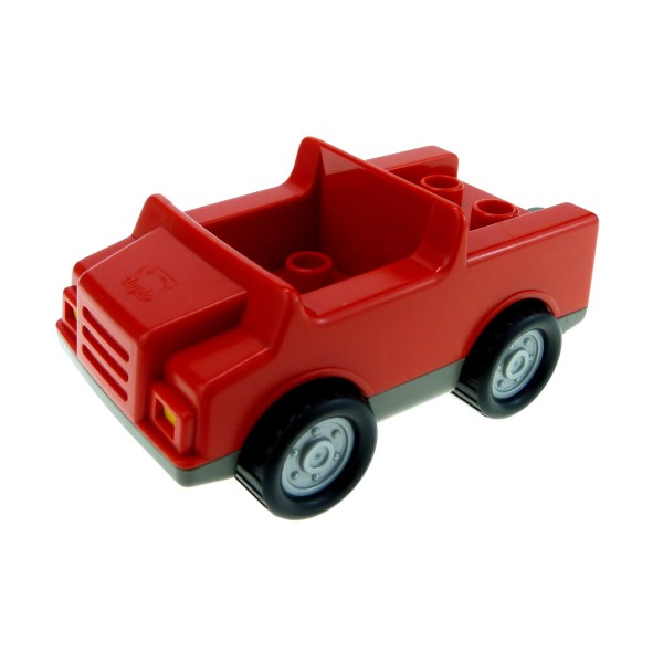 1x Lego Duplo Fahrzeug Auto rot grau Räder silber grau PKW Set 3657 2218c04