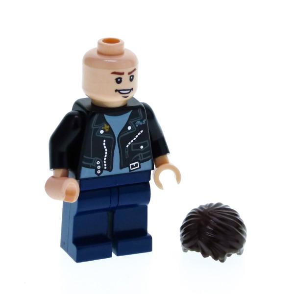 1 x Lego System Figur Indiana Jones Mann Mutt Williams Torso schwarz sand blau Leder Jacke Haare dunkel braun Hände hautfarben iaj012