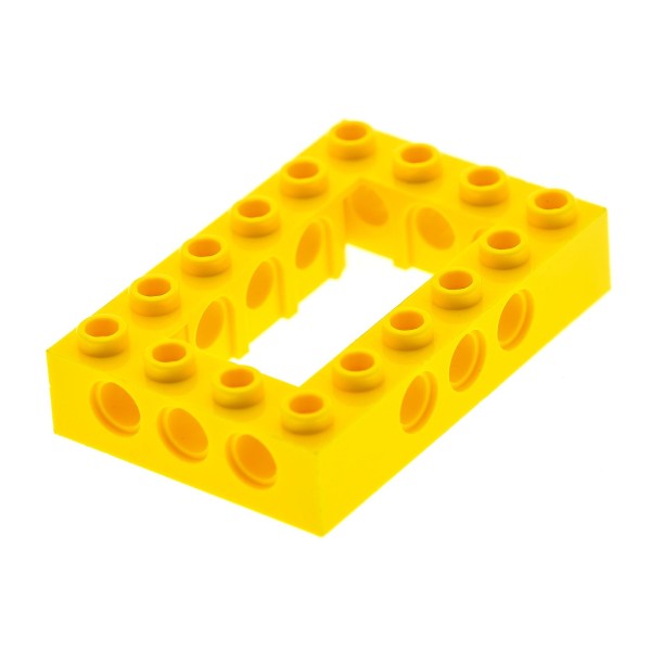1x Lego Technic Bau Rahmen Stein gelb 4x6 Lochstein Unterseite Kreuz 40344 32531