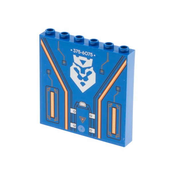 1x Lego Panele 1x6x5 blau Sticker 375-6075 Nexo Knights 70317 59349pb155