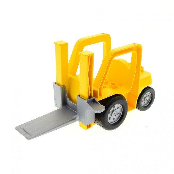 1x Lego Duplo Gabelstapler gelb silber grau Baufahrzeug Baustelle Auto 42404c02