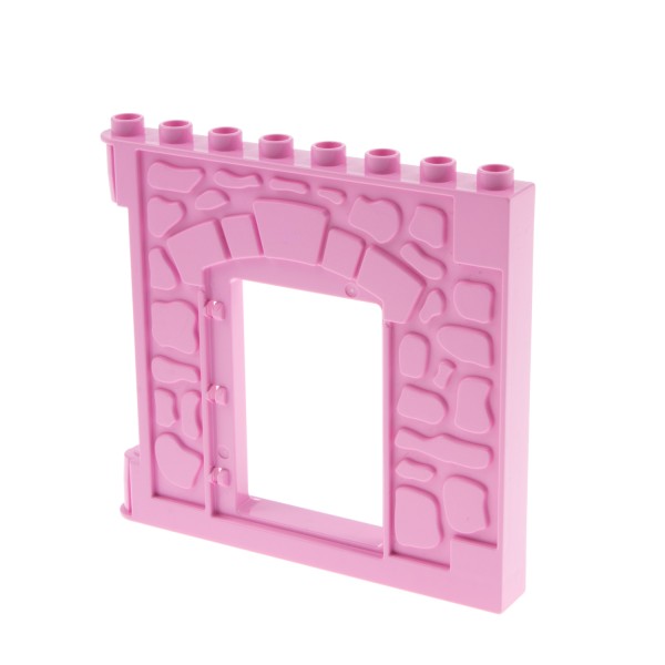 1x Lego Duplo Wand Element hell pink 1x8x6 links mit Türöffnung Burg Mauer 51695
