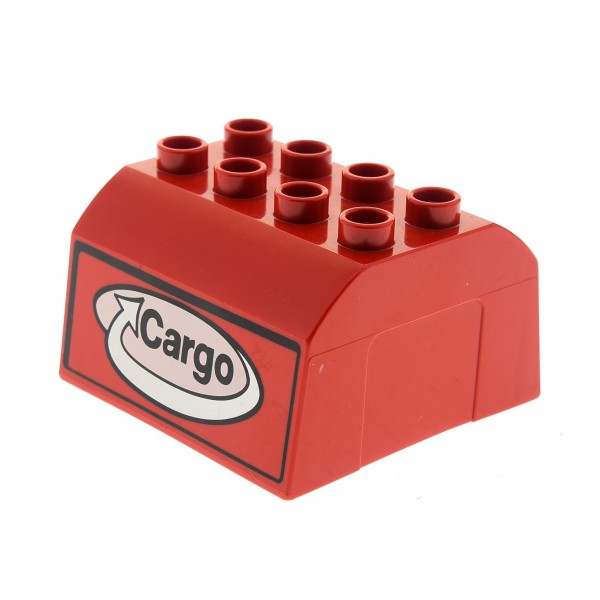 1x Lego Duplo Aufsatz rot Container Oberteil bedruckt Cargo Eisenbahn 51548pb02