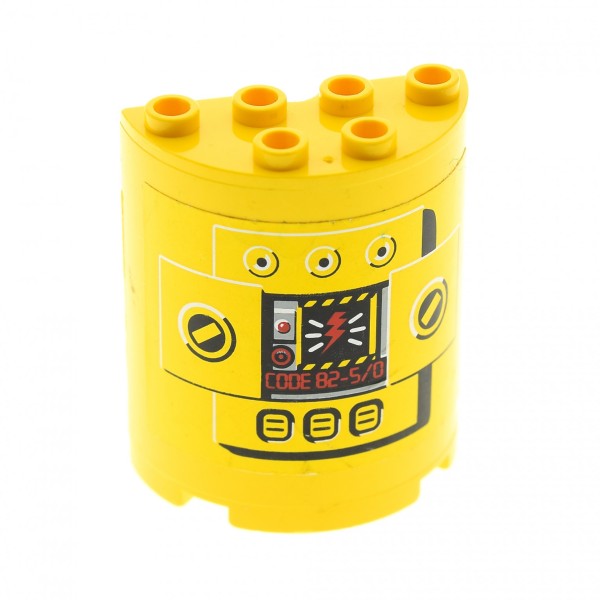 1x Lego Zylinder halb 2x4x4 Sticker gelb CODE 82-5/0 8250 8299 6218 6259pb001