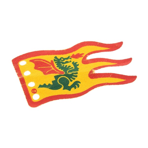 1 x Lego System Flagge Fahne Banner hell orange rot grün mit Drachen Wappen beidseitig bedruckt Stoff für Set 6082 6076 x376px1a