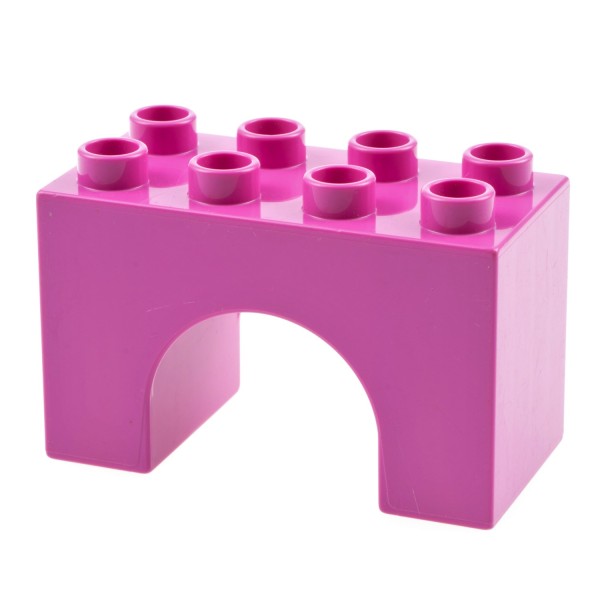 1x Lego Duplo Brücken Bau Stein 2x4x2 dunkel pink Ausschnitt gewölbt 11198