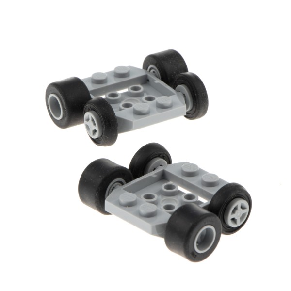 2x Lego Fahrzeug Fahrgestell 3x4 2/3 hell grau Auto Rad 4624c05 74967c01 24326