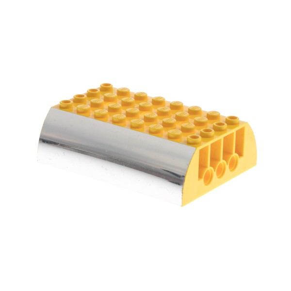1x Lego Dach 8x6x2 gelb beidseitig chrome silber bedruckt 4654 56204 45411pb01
