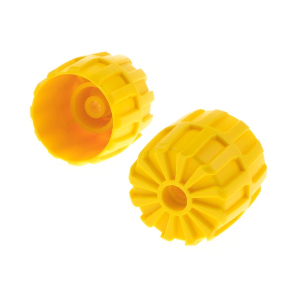 2x Lego Rad Hart Plastik gelb 35x31 Räder Auto Fahrzeug Set 6145 1728 2593