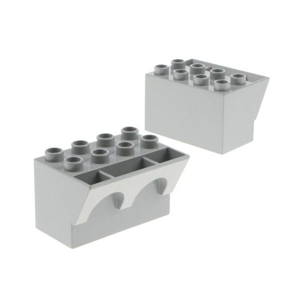 2x Lego Duplo Zinne Mauer Teil neu-hell grau 3x4x2 Brüstung Burg 4864 51732