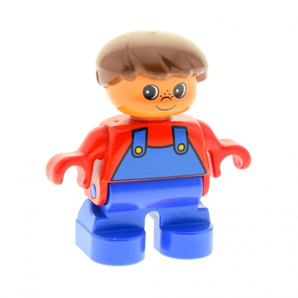 1x Lego Duplo Figur Kind Junge blau Hose Pullover rot Sommersprossen 6453pb005
