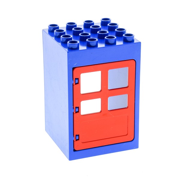 1x Lego Duplo Haus Tür Rahmen B-Ware abgenutzt blau 4x4x5 Tür rot 6360 2205
