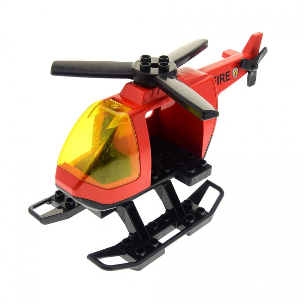 1x Lego Duplo Hubschrauber B-Ware abgenutzt rot Feuerwehr FIRE 6343pb04