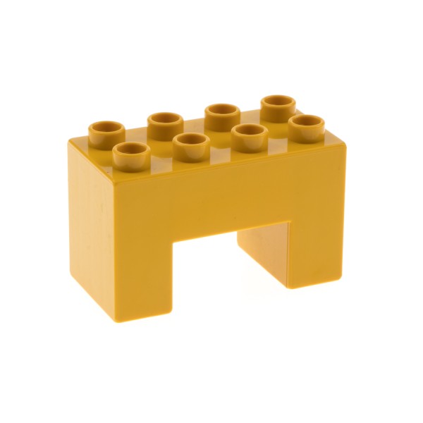 1x Lego Duplo Brücken Bau Stein 2x4x2 dunkel gelb mit 2x2 Ausschnitt 6394