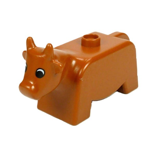 1x Lego Duplo Tier Kuh dunkel orange Bulle Bauernhof Zoo Zirkus 4010pb01