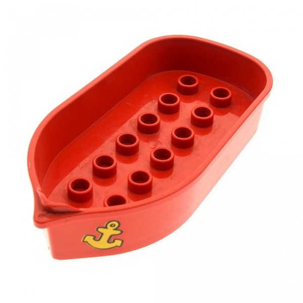 1x Lego Duplo Boot B-Ware abgenutzt rot Anker gelb Schiff 2x6 1041 dupboat01pb01