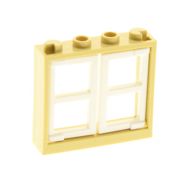 1 x Lego System Fenster Rahmen beige tan 1x4x3 mit 2 Flügel Fensterläden weiss dick 1x2x3 Dach Haus 60608 60594 