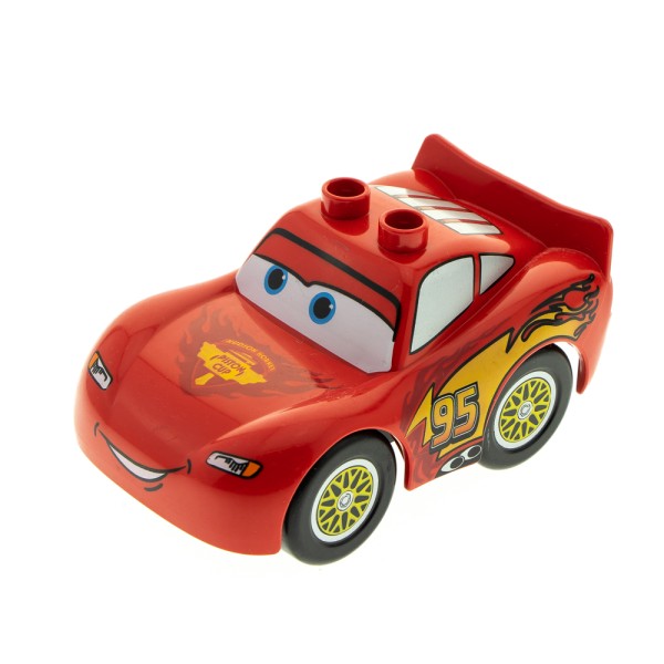 1x Lego Duplo Fahrzeug Disney Cars Auto rot Logo Typ 2 Lightning McQueen crs051